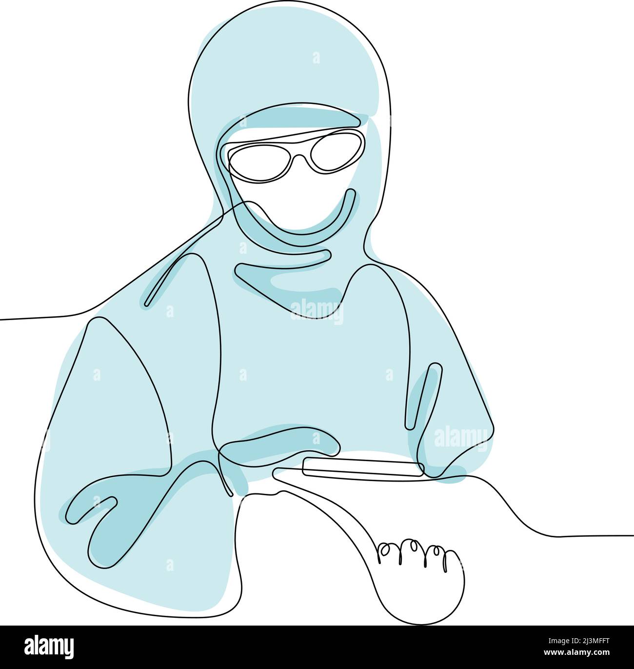 Médecin dans des combinaisons de protection spécialisées lunettes Illustration de Vecteur