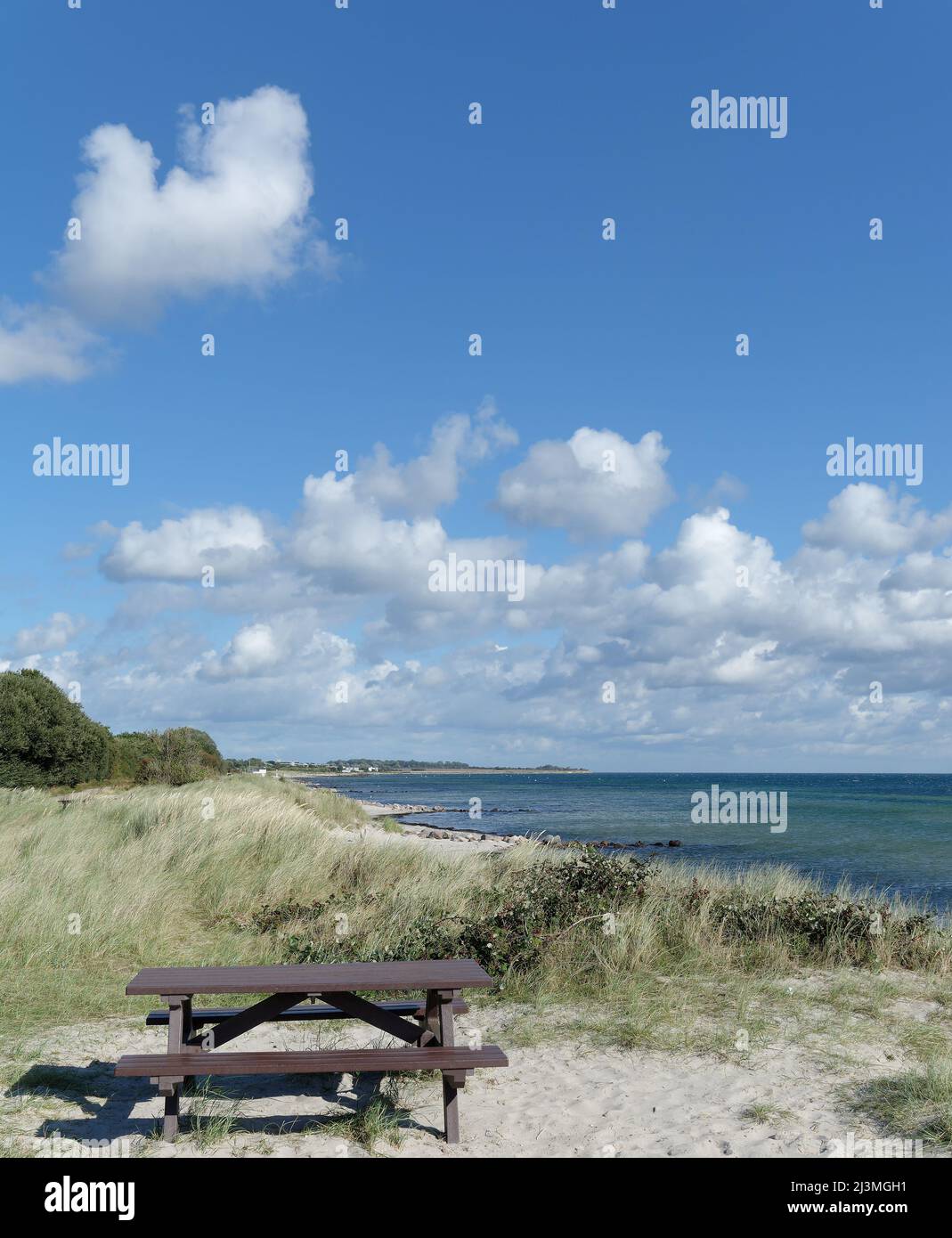 Aire de pique-nique à la mer baltique sur Fehmarn,Schleswig-Holstein,Allemagne Banque D'Images