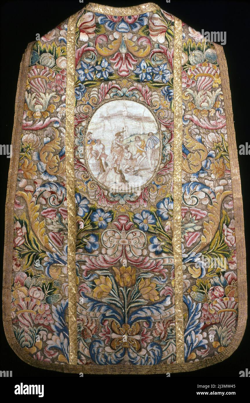 Chasuble avec médaillon représentant Jean-Baptiste, Italie, 1575/1625. Banque D'Images