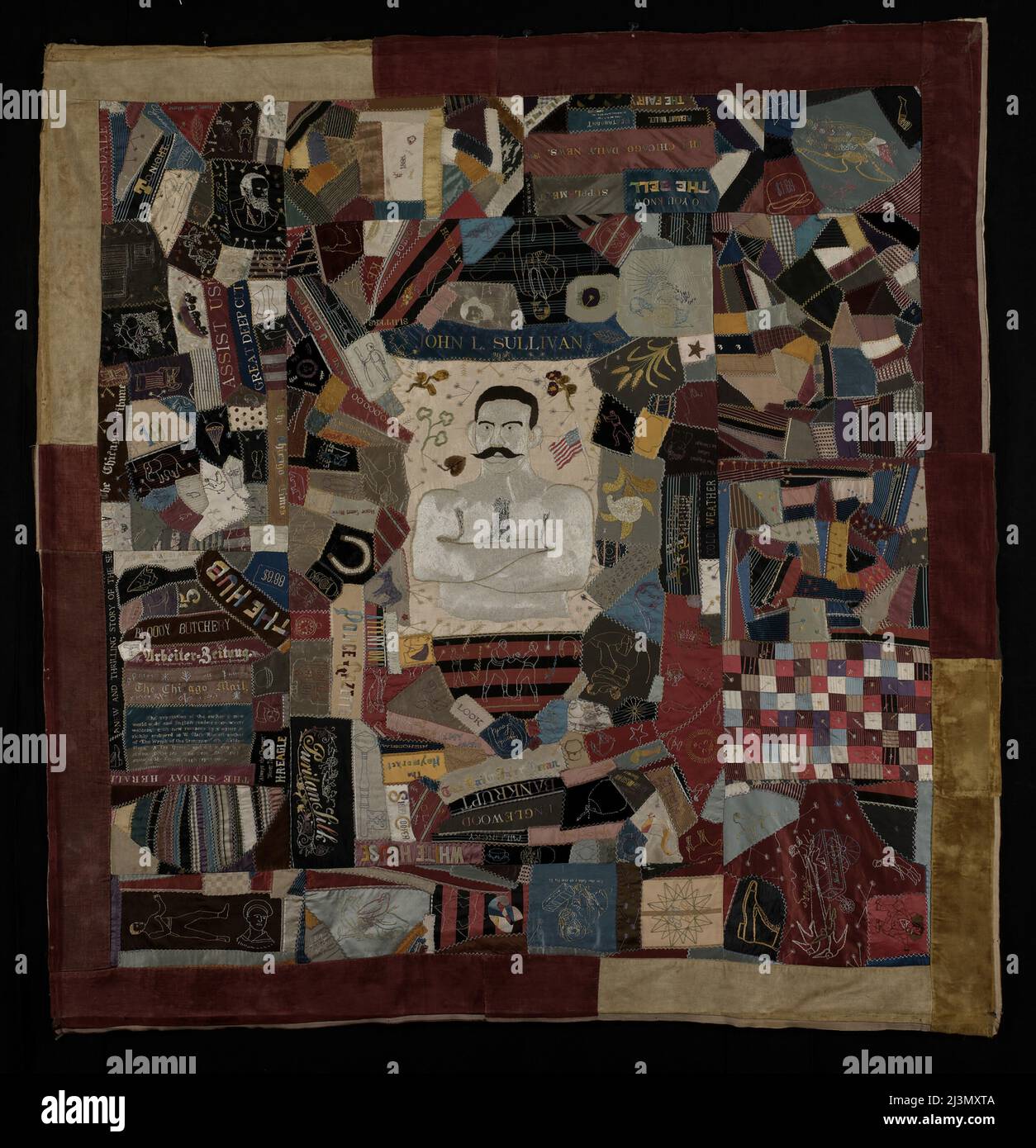 John L. Sullivan Quilt, Illinois, ch. 1890. Banque D'Images