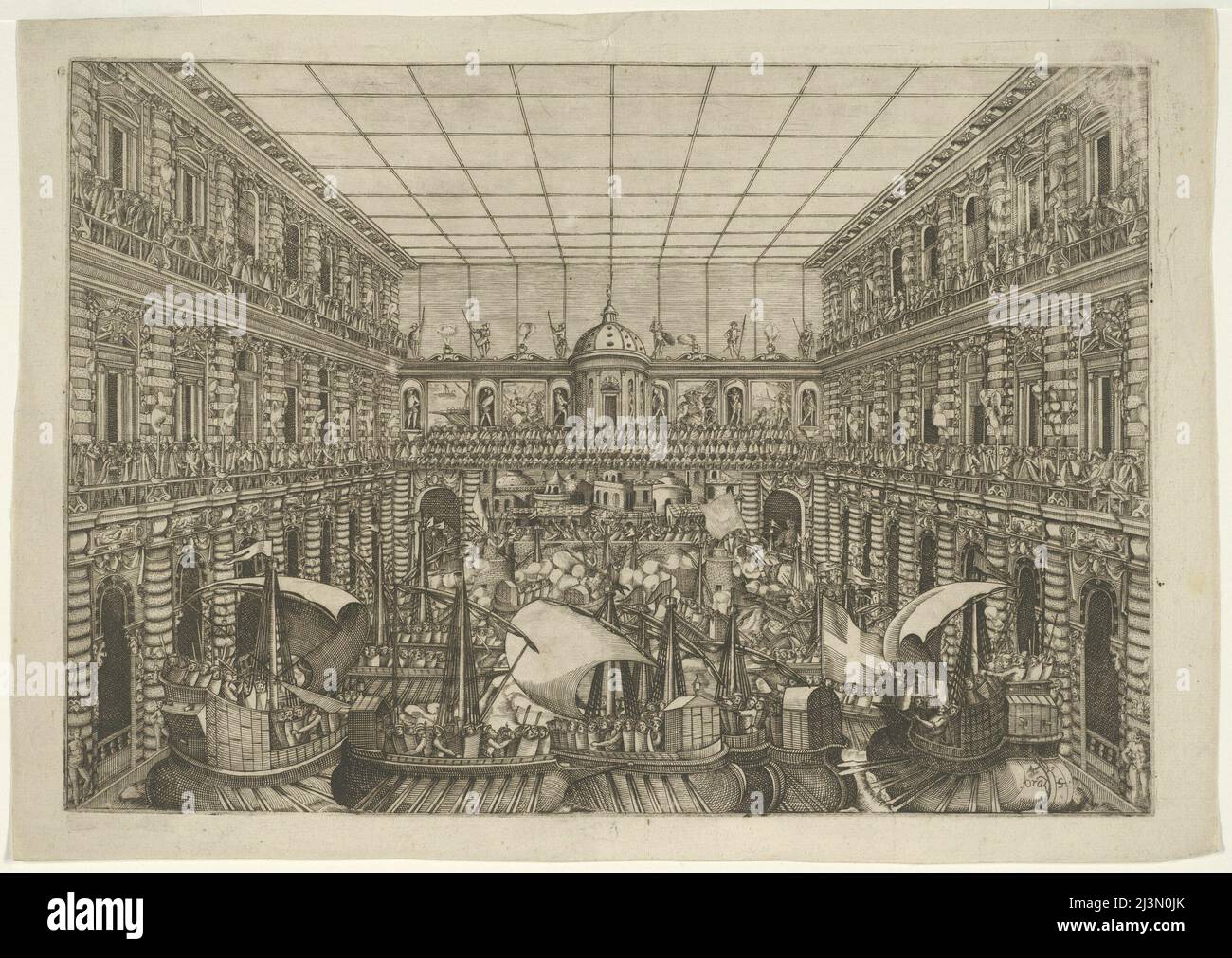 Naumachia dans la cour du Palazzo Pitti, 1592. Banque D'Images