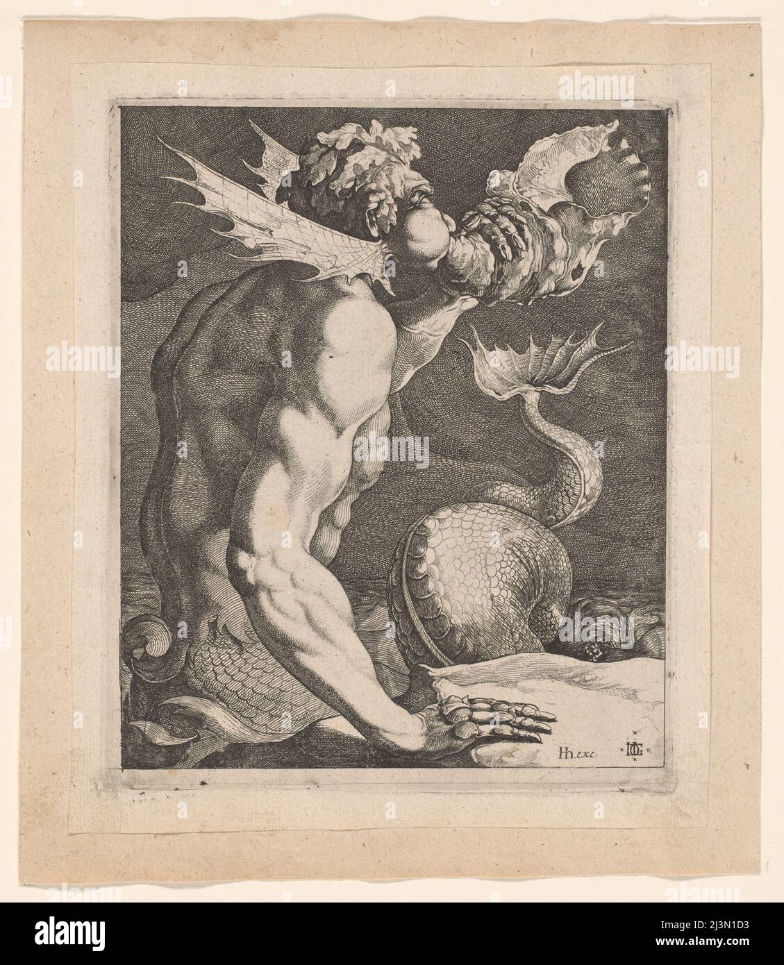 Triton soufflant sur un Conch, c.1618. Banque D'Images