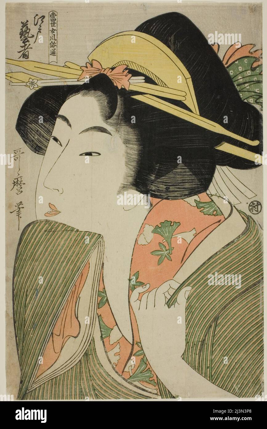 Edo Geisha, de la série "A Guide to Women's Contemporary Styles (Tosei onna fuzoku tsu)", Japon, c. 1801/02. Banque D'Images