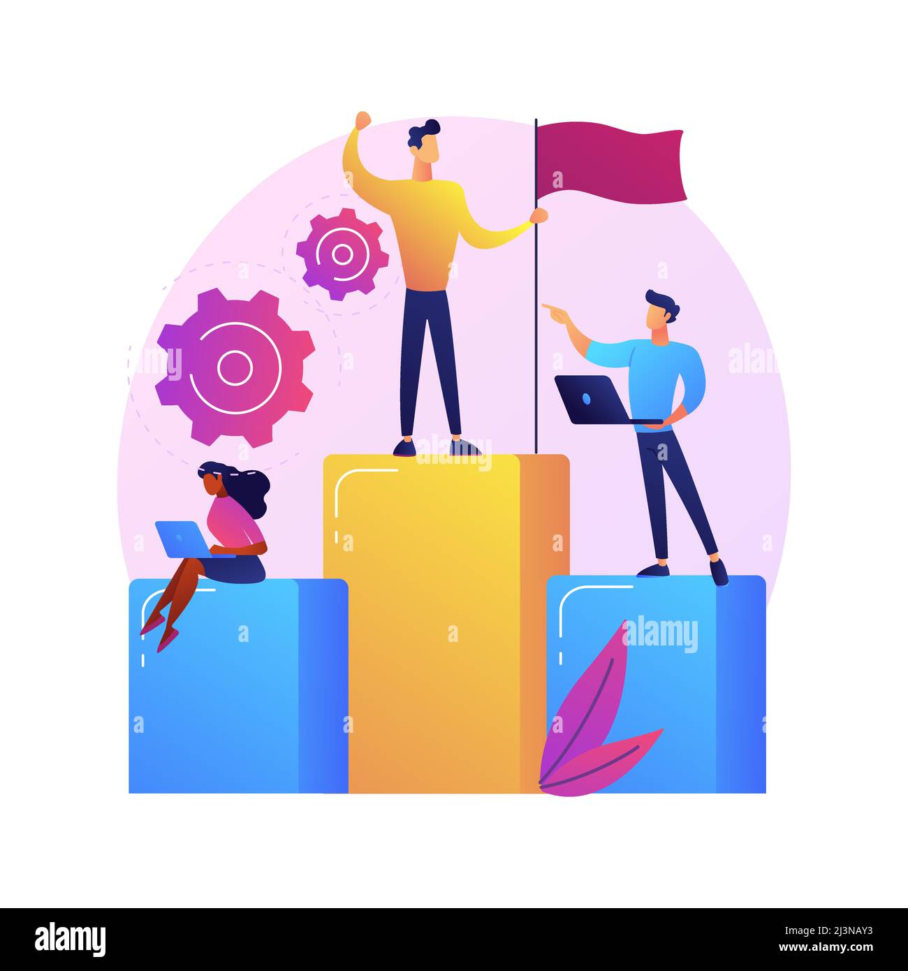 Motivation de leadership d'entreprise. Gestion d'entreprise, définition des objectifs, réussite. Patron ambitieux, responsable supérieur contrôlant les performances des employés Illustration de Vecteur