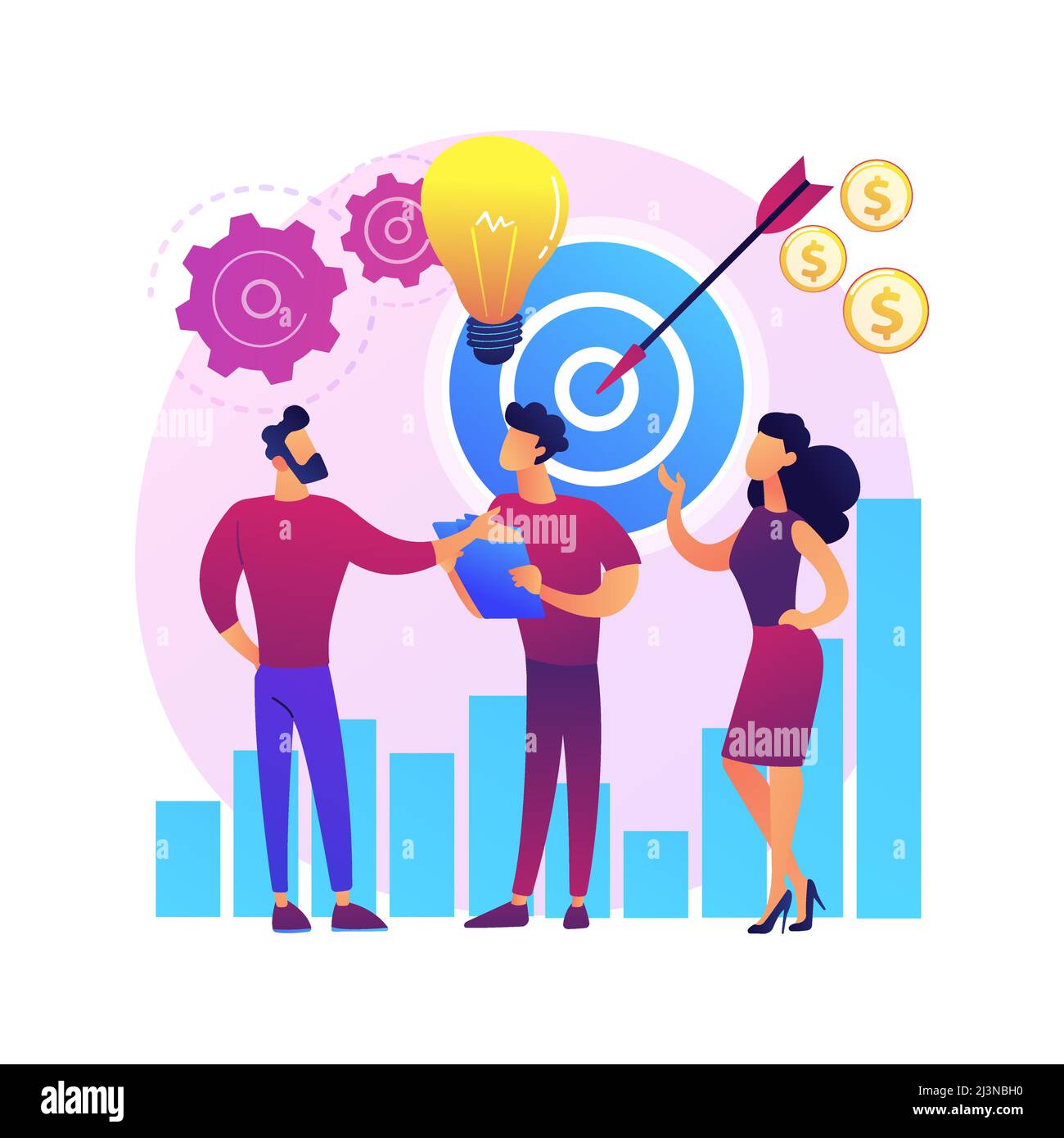 Démarrage, lancement de fusée, démarrage de projet. Création d'entreprise, création d'entreprise. Partenariat de coopération en équipe. Personnages de dessins animés pour hommes d'affaires. Vecteur Illustration de Vecteur