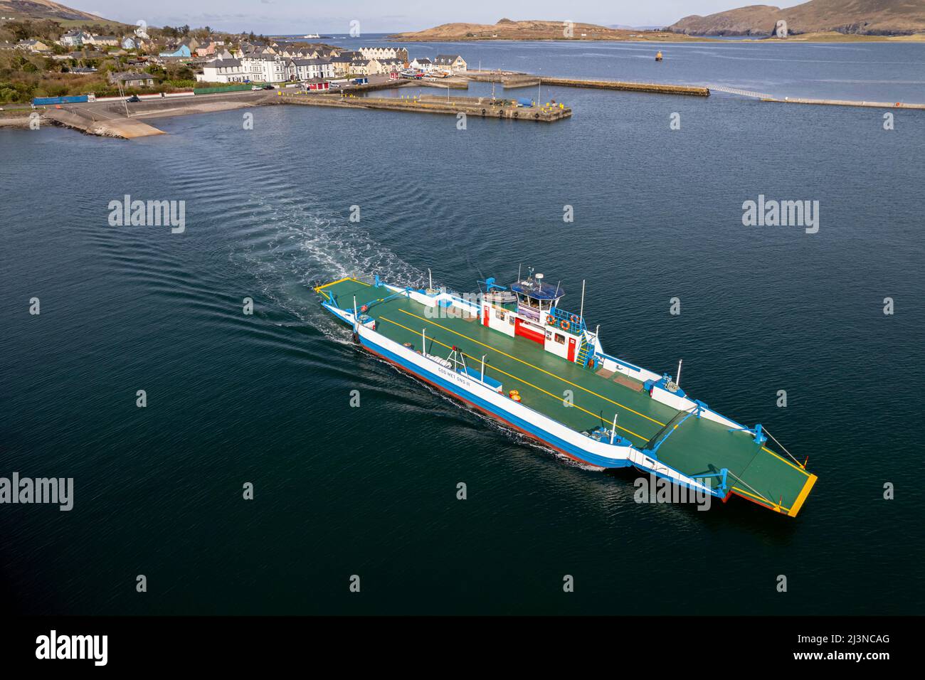 Valentia Island car Ferry, KNightstown, comté de Kerry, Irlande, lancement au début de la saison 2022. Banque D'Images