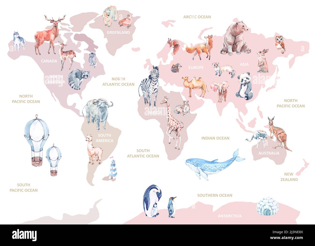 Carte du monde des animaux pour enfants Banque de photographies et d ...