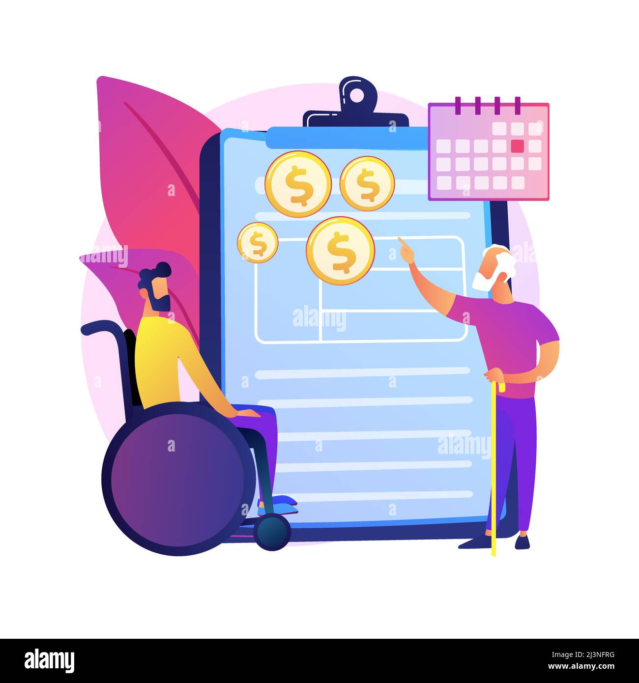 Illustration du vecteur de concept abstrait de l'avantage de sécurité sociale. Protection sociale, formulaire de demande, calculateur de prestations, assurance retraite, Illustration de Vecteur