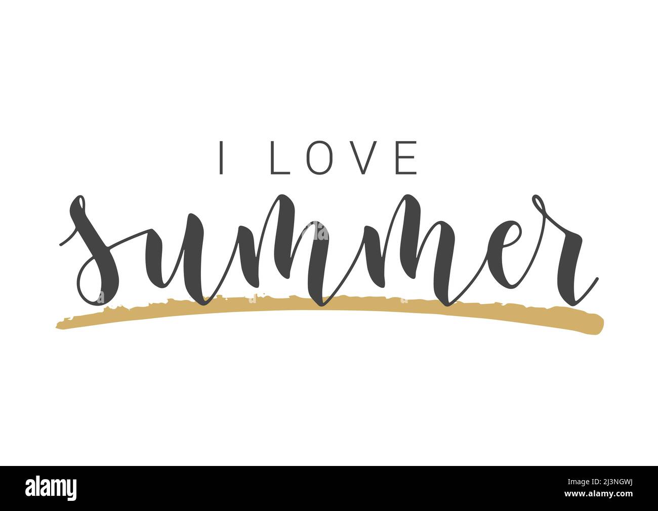 Lettrage manuscrit de I Love été. Modèle pour bannière, carte, invitation, fête, affiche, Produit imprimé ou Web. Illustration de Vecteur