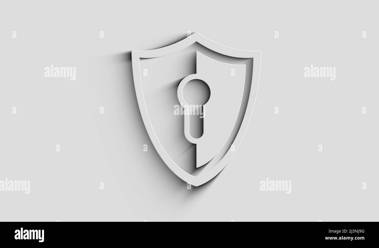 Cyber-sécurité, protection réseau et données numériques avec concept numérique Shield Symbol. Réseau, cybertechnologie et informatique résumé 3D Banque D'Images