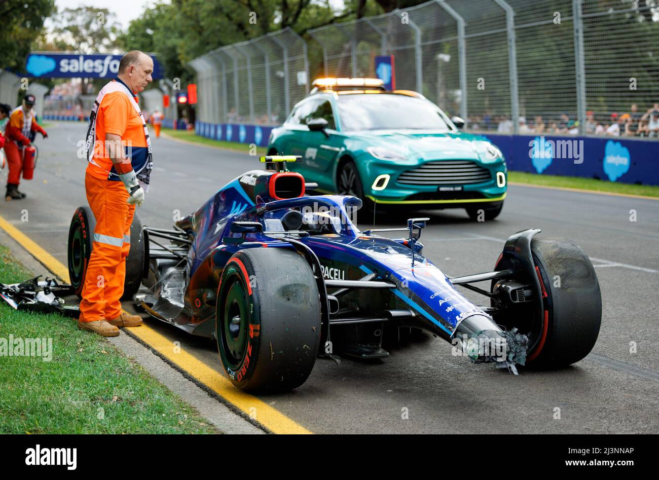 Melbourne, Australie . 09th avril 2022. Nicholas Latifi (CAN) de l'équipe Williams s'écrase lors de la qualification lors du Grand Prix de Formule 1 d'Australie sur le circuit du Grand Prix d'Albert Park le 9. Avril 2022. Crédit : Corleve/Alay Live News Banque D'Images