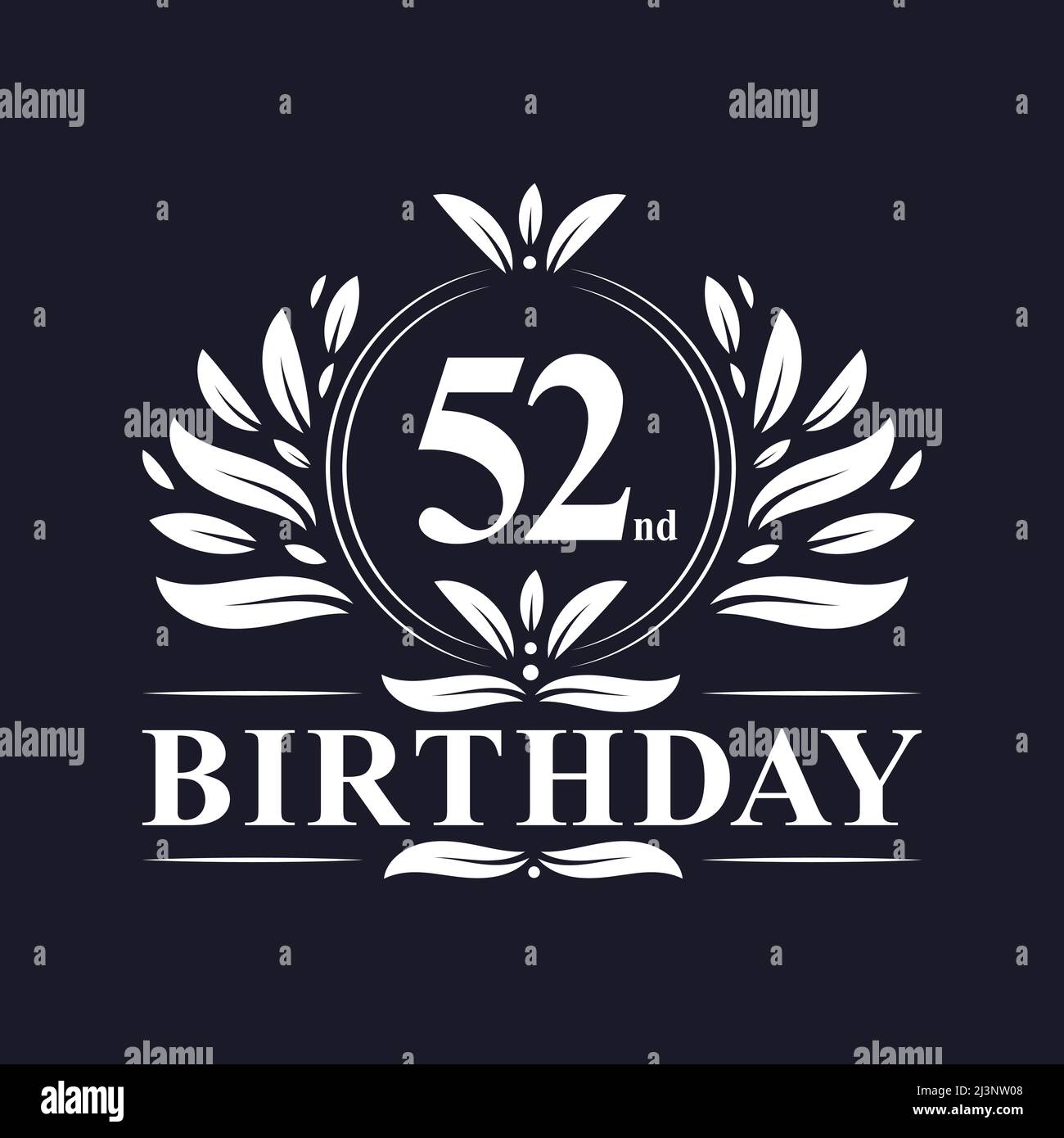 52nd anniversaire, design luxueux logo anniversaire 52 ans. Illustration de Vecteur