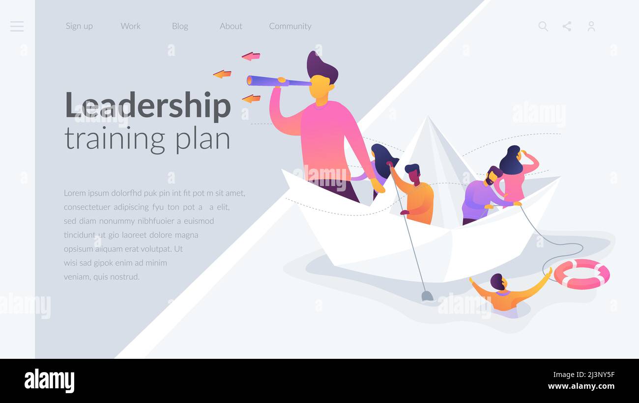 Leadership commercial, compétences en gestion, concept de plan de formation en leadership.modèle d'interface utilisateur de site Web. Page Web d'accueil avec infographie concept creati Illustration de Vecteur