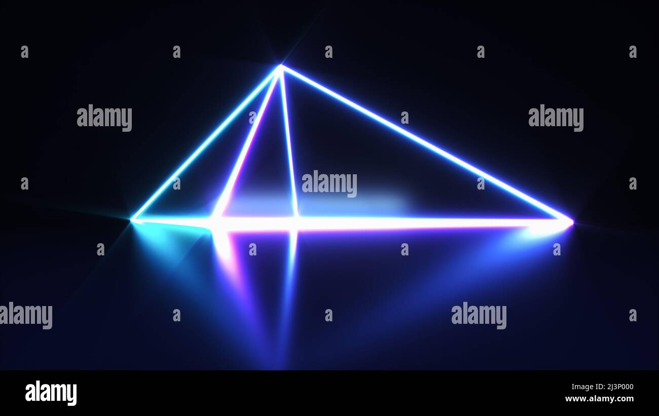 une pyramide lumineuse au néon (rendu 3d) Banque D'Images