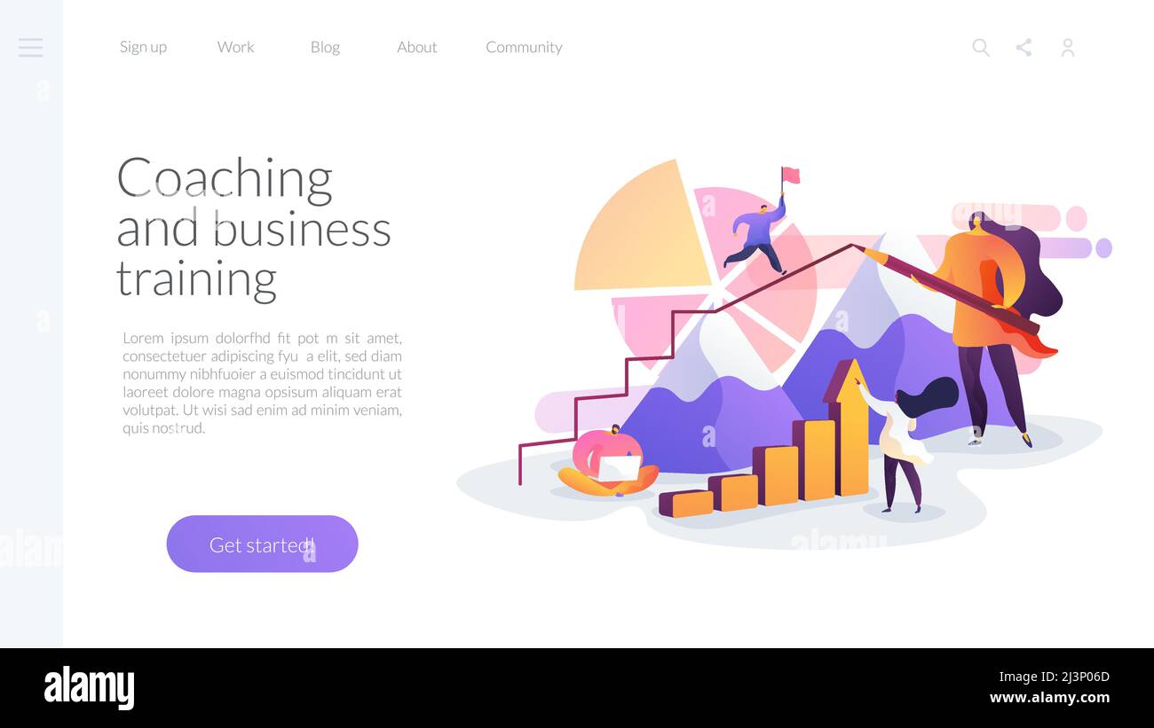 Planification de la stratégie de développement de l'entreprise, aide des collègues. Coaching et formation d'entreprise, réalisation d'objectifs, réussite et concept d'échelle de carrière. Web Illustration de Vecteur