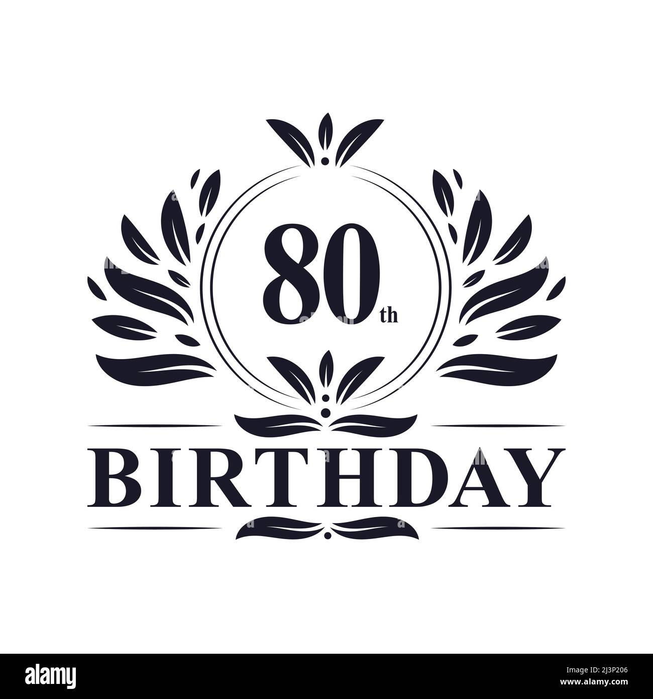 80th anniversaire Design, couleur dorée luxueuse fête d'anniversaire de 80 ans. Illustration de Vecteur