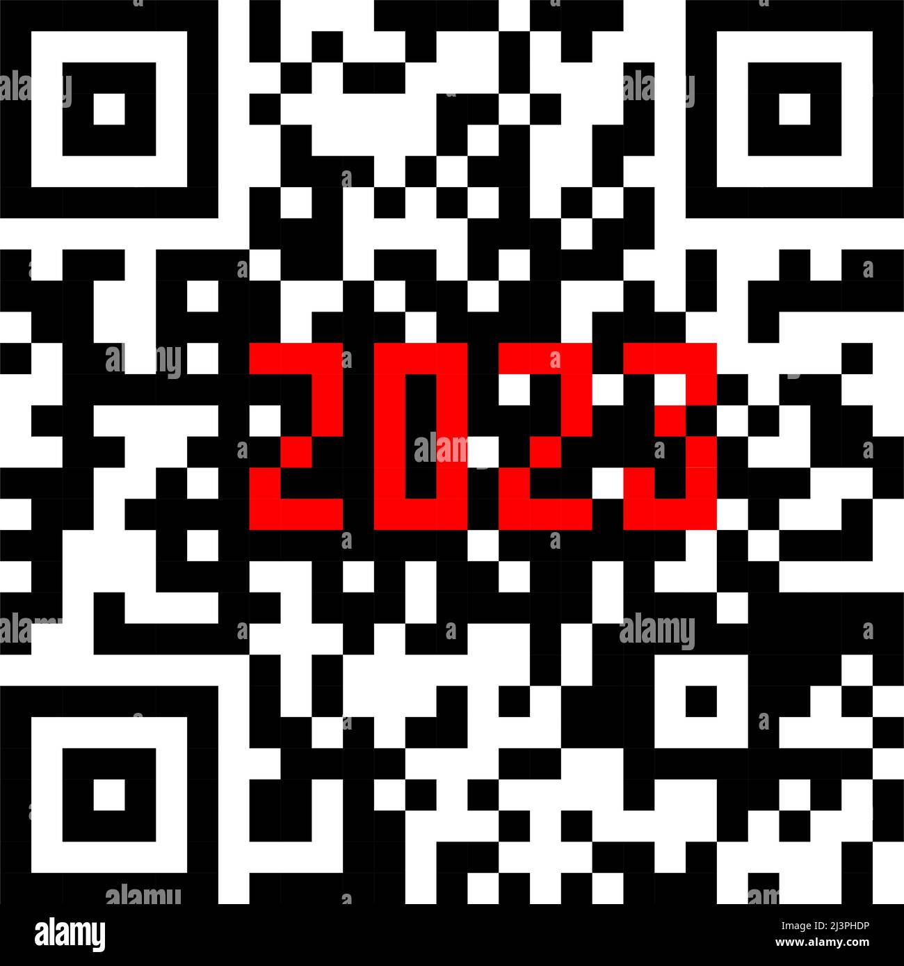 2023 Code QR monochrome du compteur du nouvel an. Illustration de Vecteur