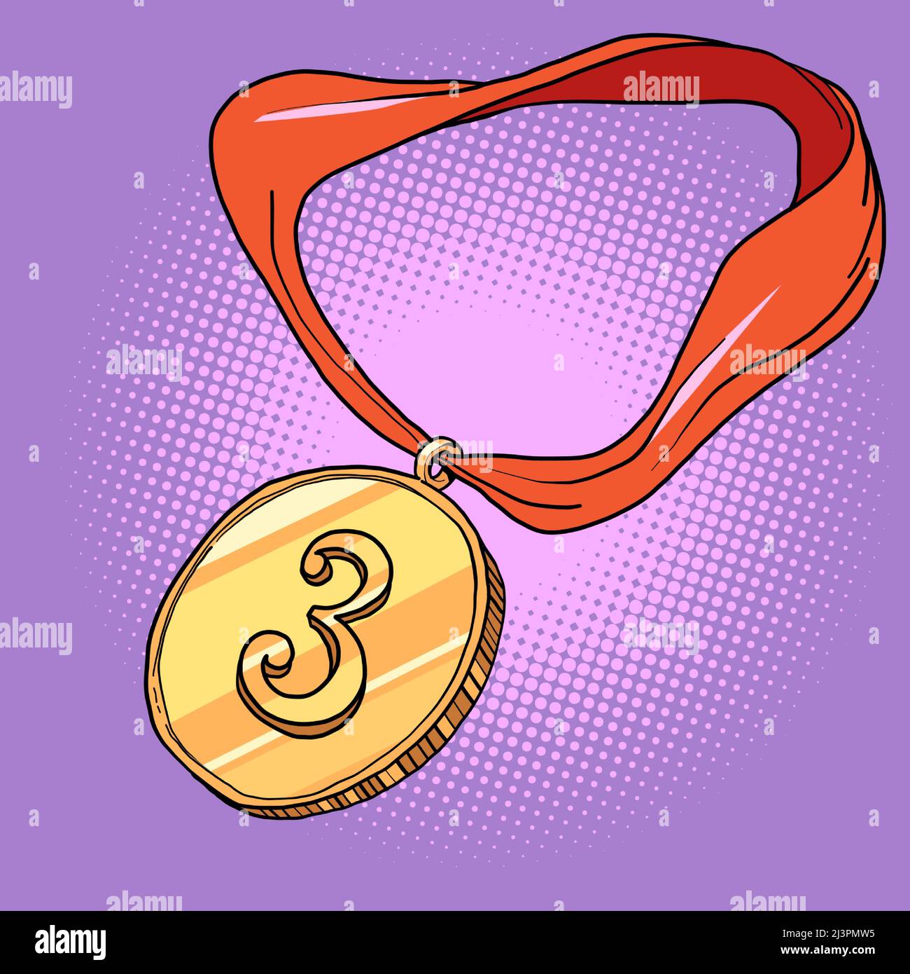 médaille du prix du sport troisième place 3 bronze, participant à la compétition Illustration de Vecteur
