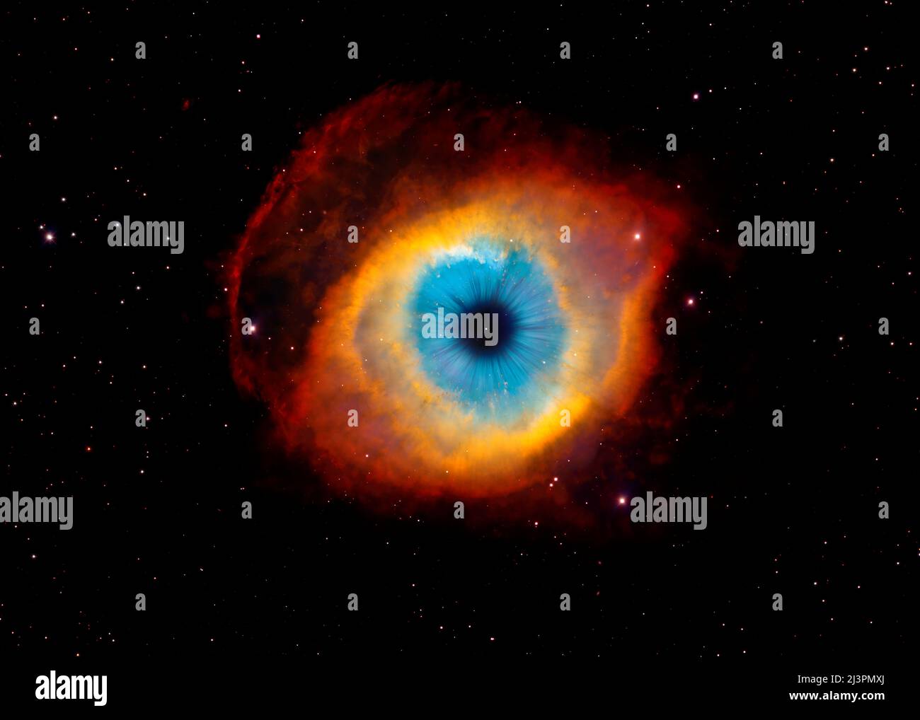 L'image manipulée de Helix Nebula ou NGC 7293. La nébuleuse hélicoïdale a parfois été appelée « l'œil de Dieu » dans la culture pop. Image reproduite avec l'aimable autorisation de E Banque D'Images