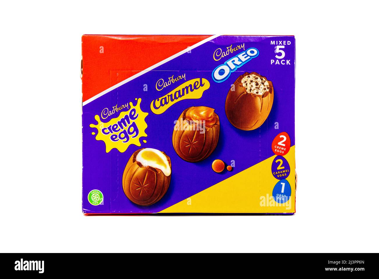 Paquet de 5 œufs au chocolat fourrés mélangés Cadbury Banque D'Images