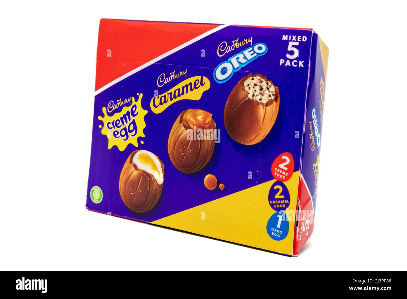 Paquet de 5 œufs au chocolat fourrés mélangés Cadbury Banque D'Images