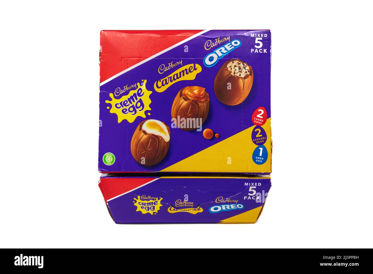 Paquet de 5 œufs au chocolat fourrés mélangés Cadbury Banque D'Images