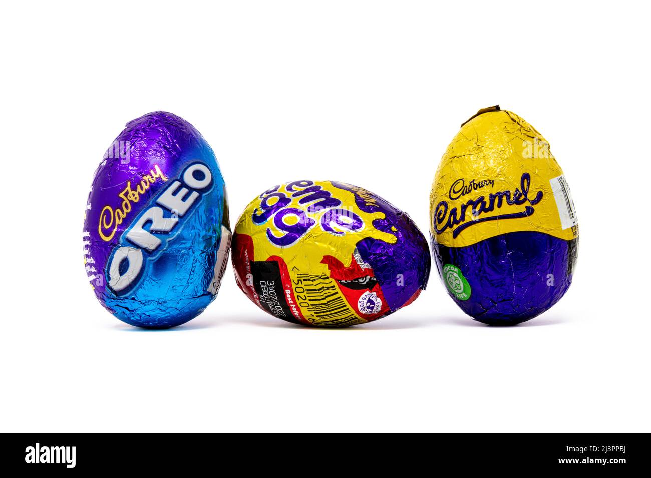 Œufs au chocolat fourrés de Cadbury Banque D'Images