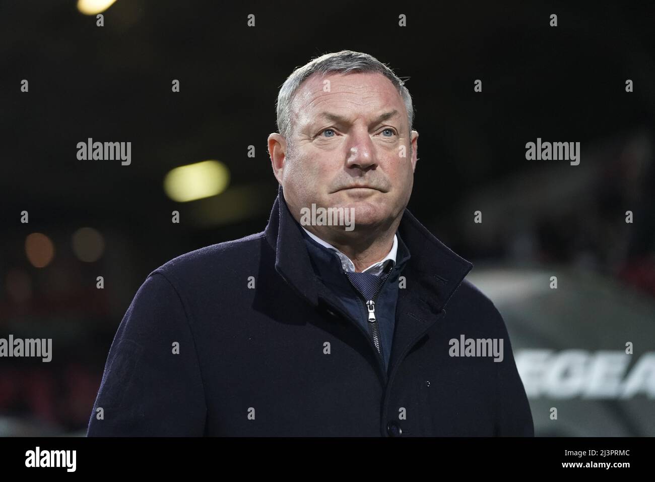 NIJMEGEN - FC Twente entraîneur Ron Jans lors du match néerlandais Eredivisie entre NEC et FC Twente à de Goffert le 9 avril 2022 à Nimègue, pays-Bas. ANP ROY LAZET Banque D'Images