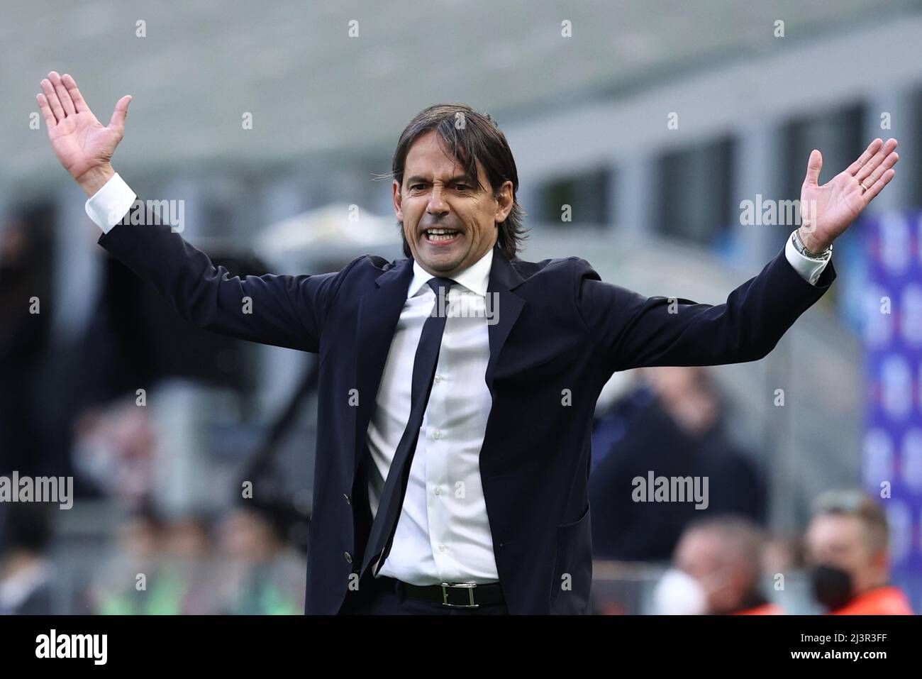 Milan, Italie. 09th avril 2022. Simone Inzaghi (FC Internazionale) gestes pendant Inter - FC Internazionale vs Hellas Verona FC, football italien série A match à Milan, Italie, avril 09 2022 crédit: Independent photo Agency/Alay Live News Banque D'Images