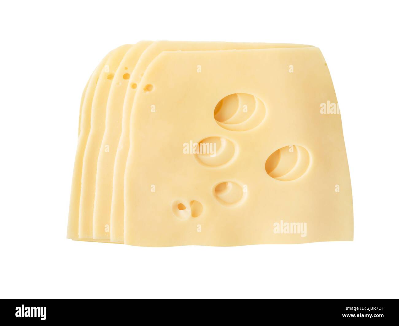 Tranches de fromage isolées sur fond blanc. Assiette de fromages. Banque D'Images