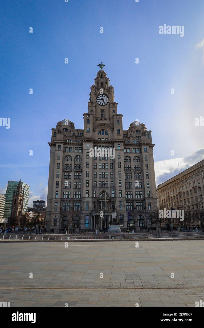 Liverpool Liver Building, Pier Head, Three Graces Banque D'Images