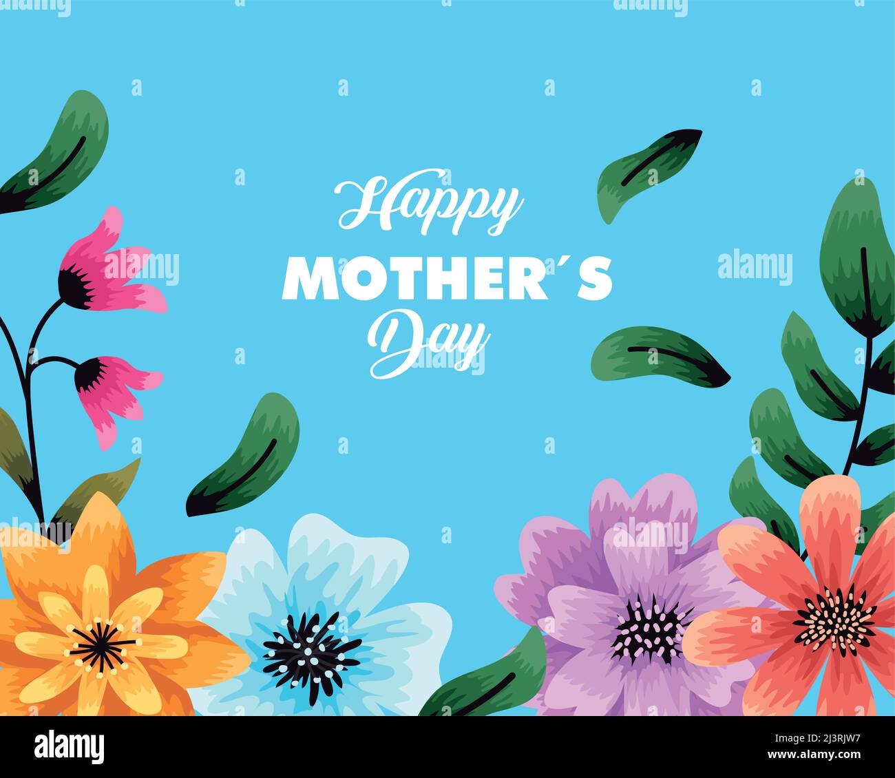 carte de fête des mères avec fleurs Illustration de Vecteur