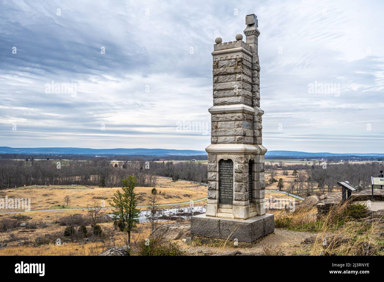 91st Pennsylvania Infantry Monument au parc militaire national de Gettysburg à Gettysburg, Pennsylvanie. (ÉTATS-UNIS) Banque D'Images
