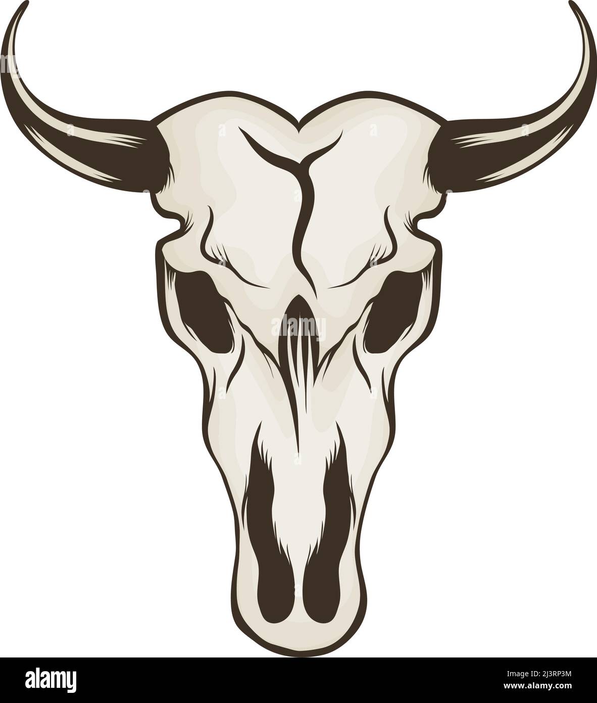 tête de crâne de taureau sauvage ouest Illustration de Vecteur