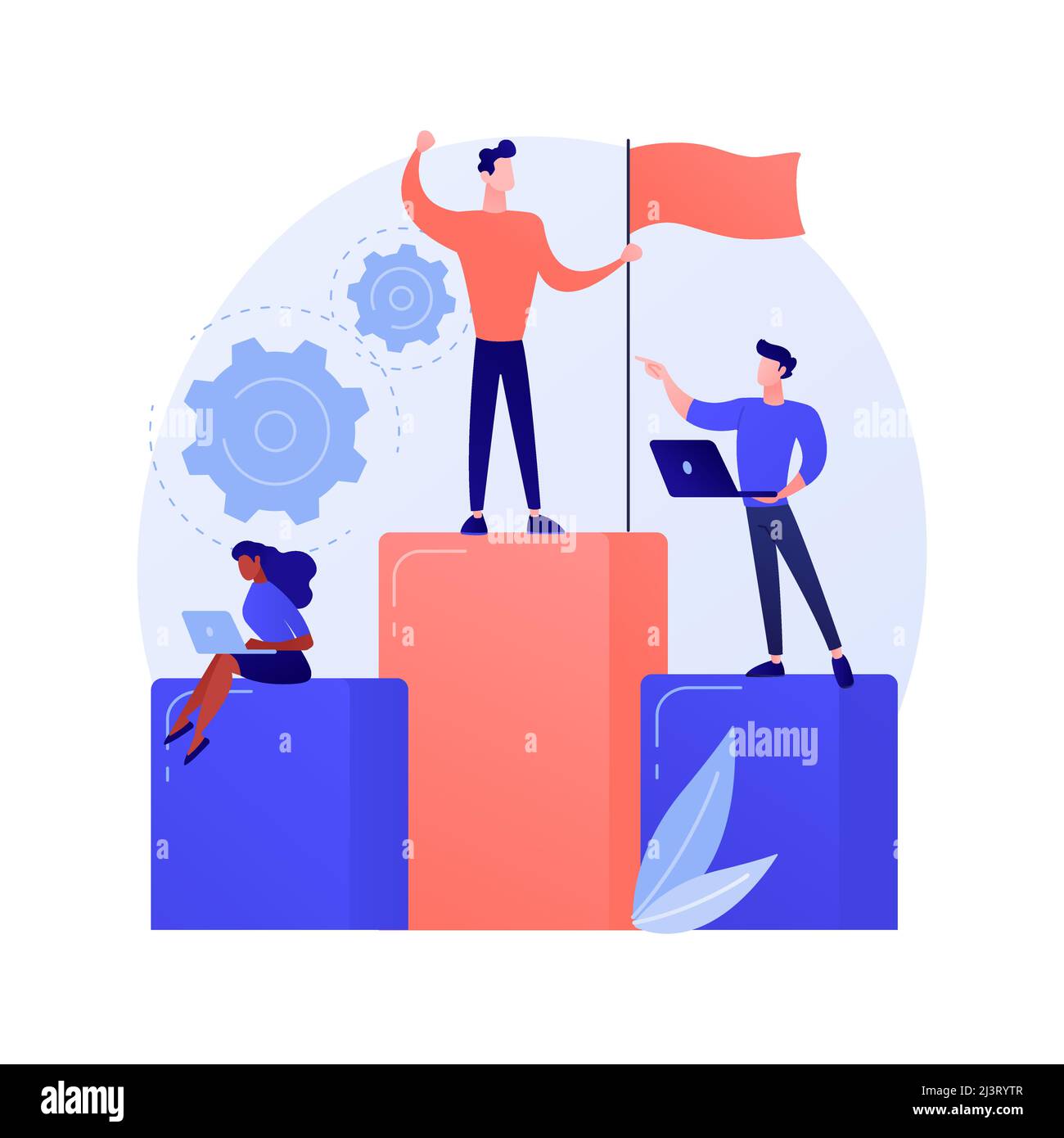 Motivation de leadership d'entreprise. Gestion d'entreprise, définition des objectifs, réussite. Patron ambitieux, responsable supérieur contrôlant les performances des employés Illustration de Vecteur