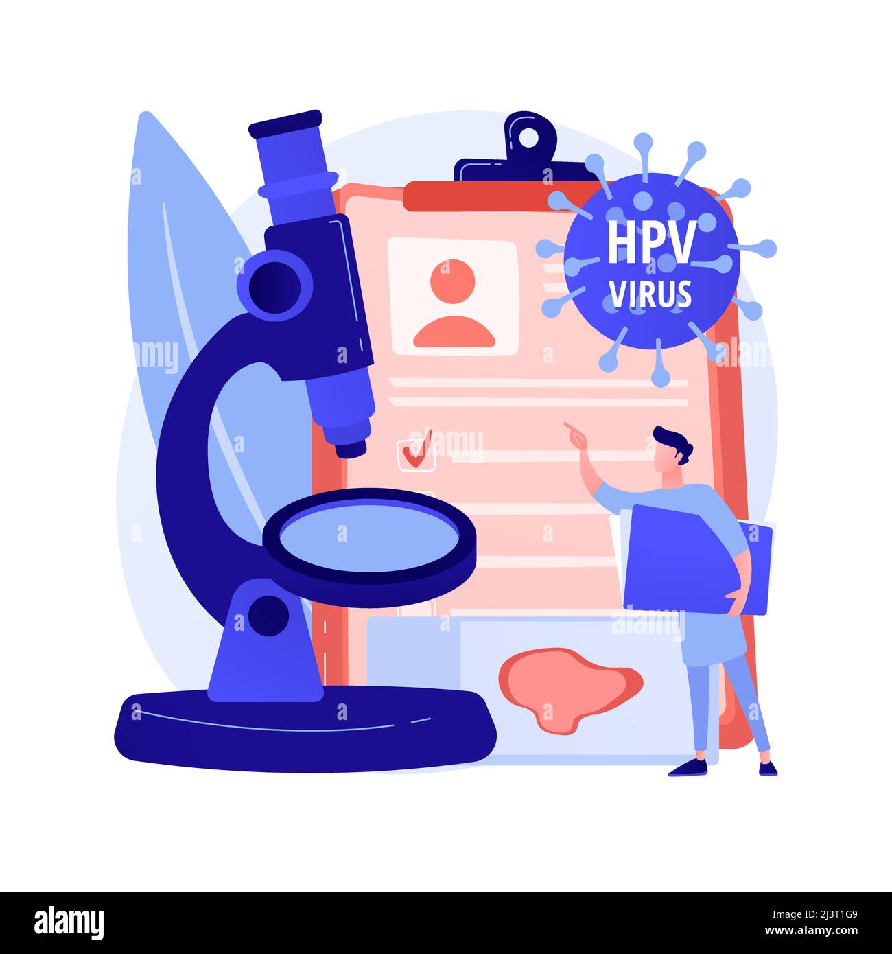 Illustration du vecteur de concept abstrait du test HPV. Kit de test du papillomavirus humain, résultats, tests pour l'homme, examen pour les femmes, cancer du col de l'utérus prévenir Illustration de Vecteur