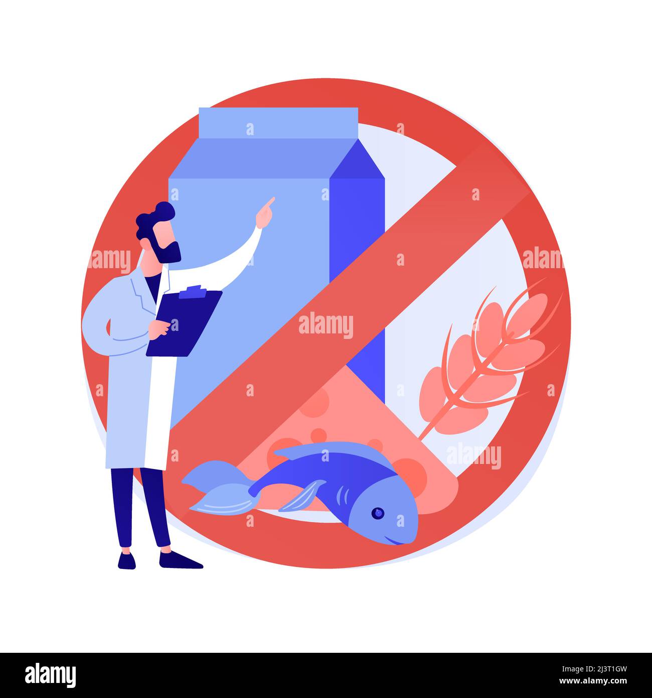 Illustration vectorielle abstraite de concept d'allergie alimentaire. Intolérance aux ingrédients alimentaires, traitement des allergies, identification des allergènes, facteur de risque, traitement des éruptions cutanées Illustration de Vecteur