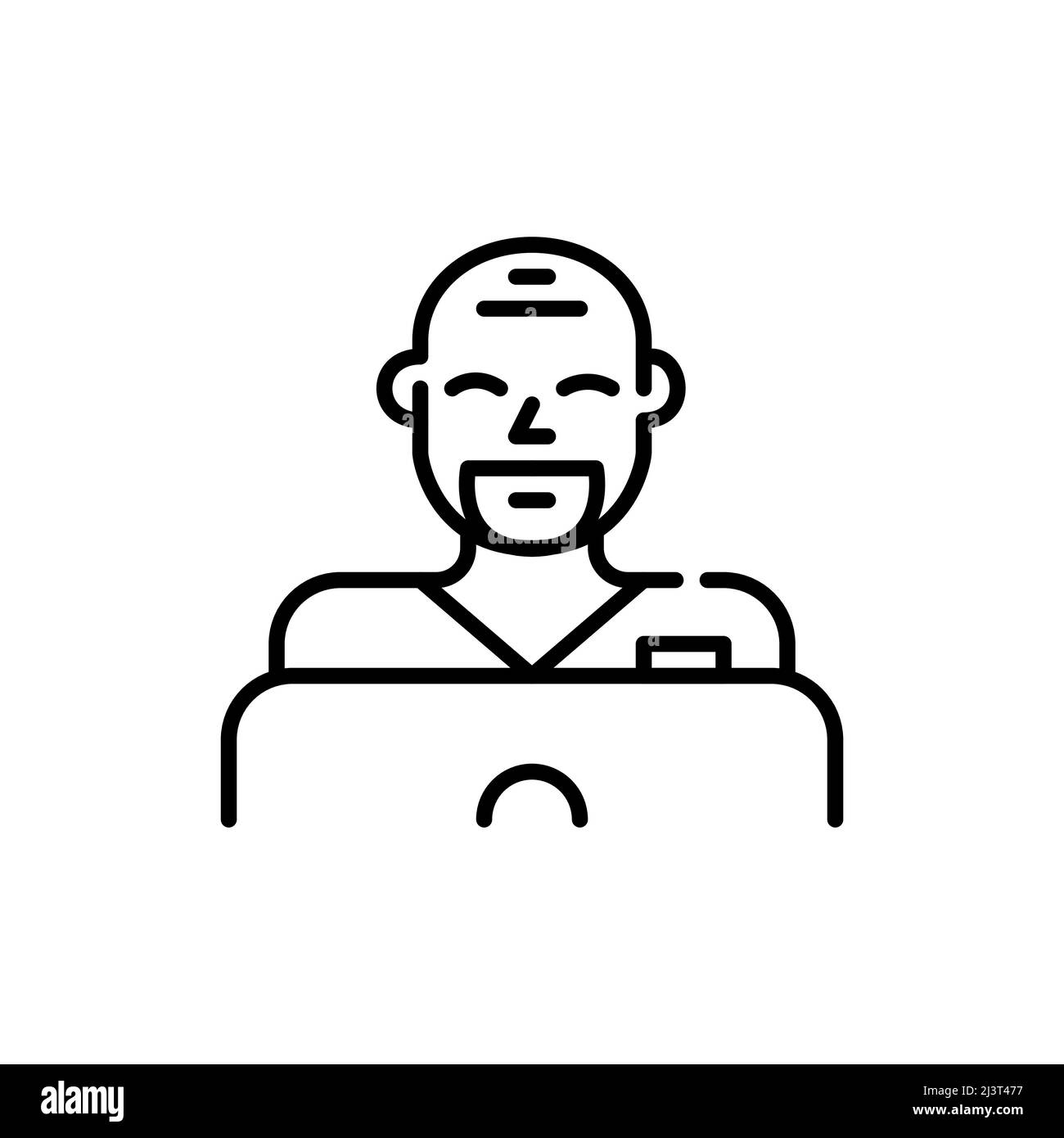 Jeune infirmière professionnelle. Homme souriant travaillant et apprenant sur un ordinateur portable. Pixel Perfect, icône de contour modifiable Illustration de Vecteur