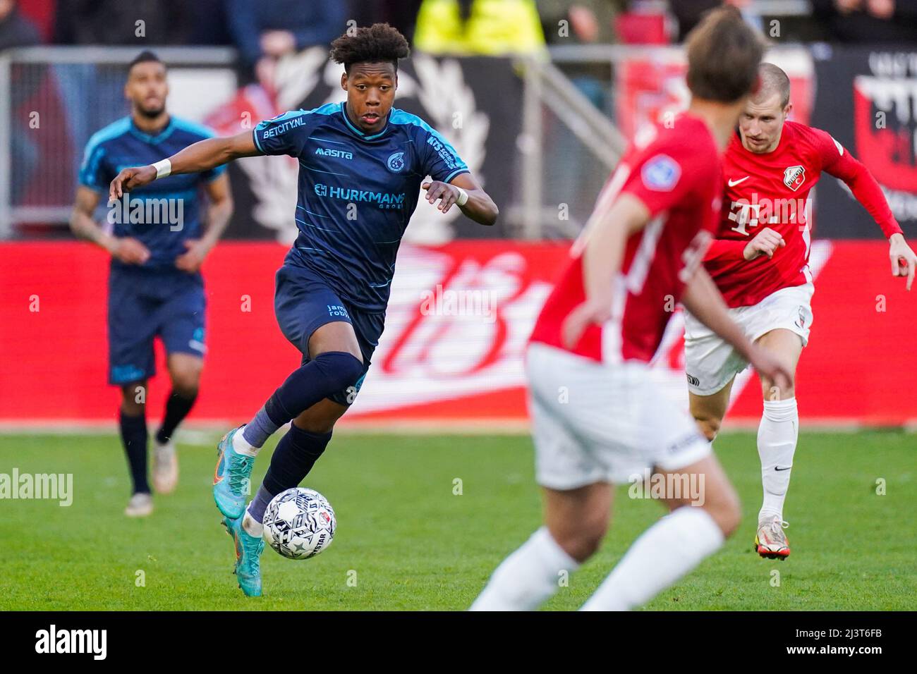UTRECHT, PAYS-BAS - AVRIL 9: Tijjani Noslin de Fortuna Sittard lors du match néerlandais Eredivisie entre le FC Utrecht et Fortuna Sittard au Stadion Galgenwaard le 9 avril 2022 à Utrecht, pays-Bas (photo de Joris Verwijst/Orange Pictures) Banque D'Images