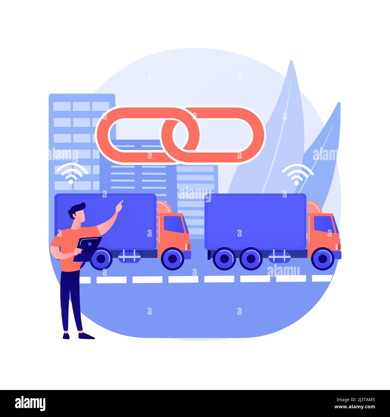 Illustration du vecteur de concept abstrait de platooning de camion. Conduite autonome, technologie logistique moderne, connectivité, chariot électrique, véhicule sans conducteur Illustration de Vecteur