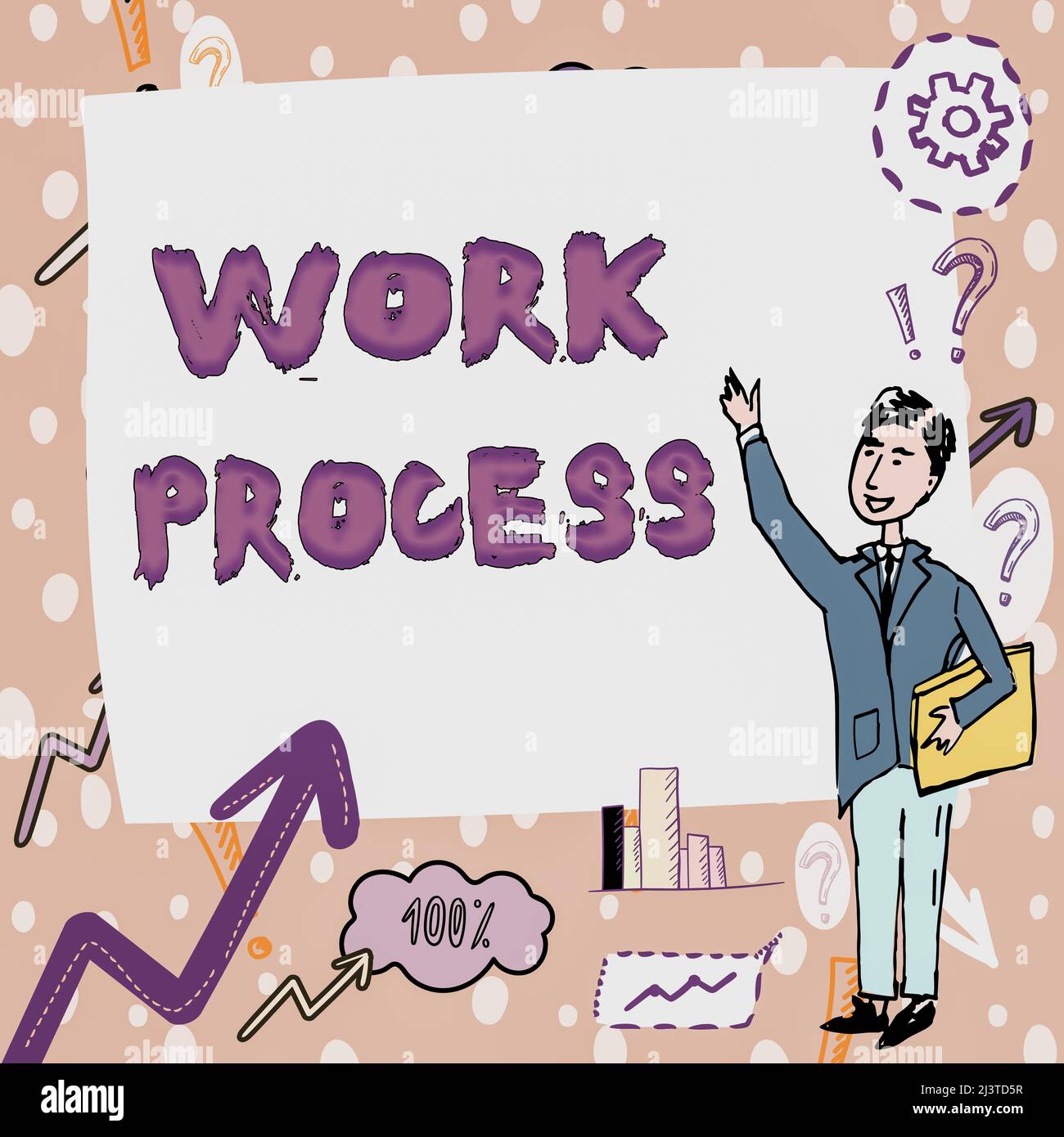 Affiche indiquant le processus de travail. Concept Internet procédures standard comment gérer un système de règles de travail particulier Gentleman dessin pointage permanent Banque D'Images