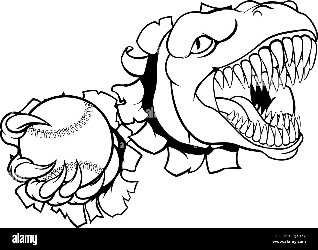 Joueur de Baseball Sports de dinosaures animal mascotte Illustration de Vecteur