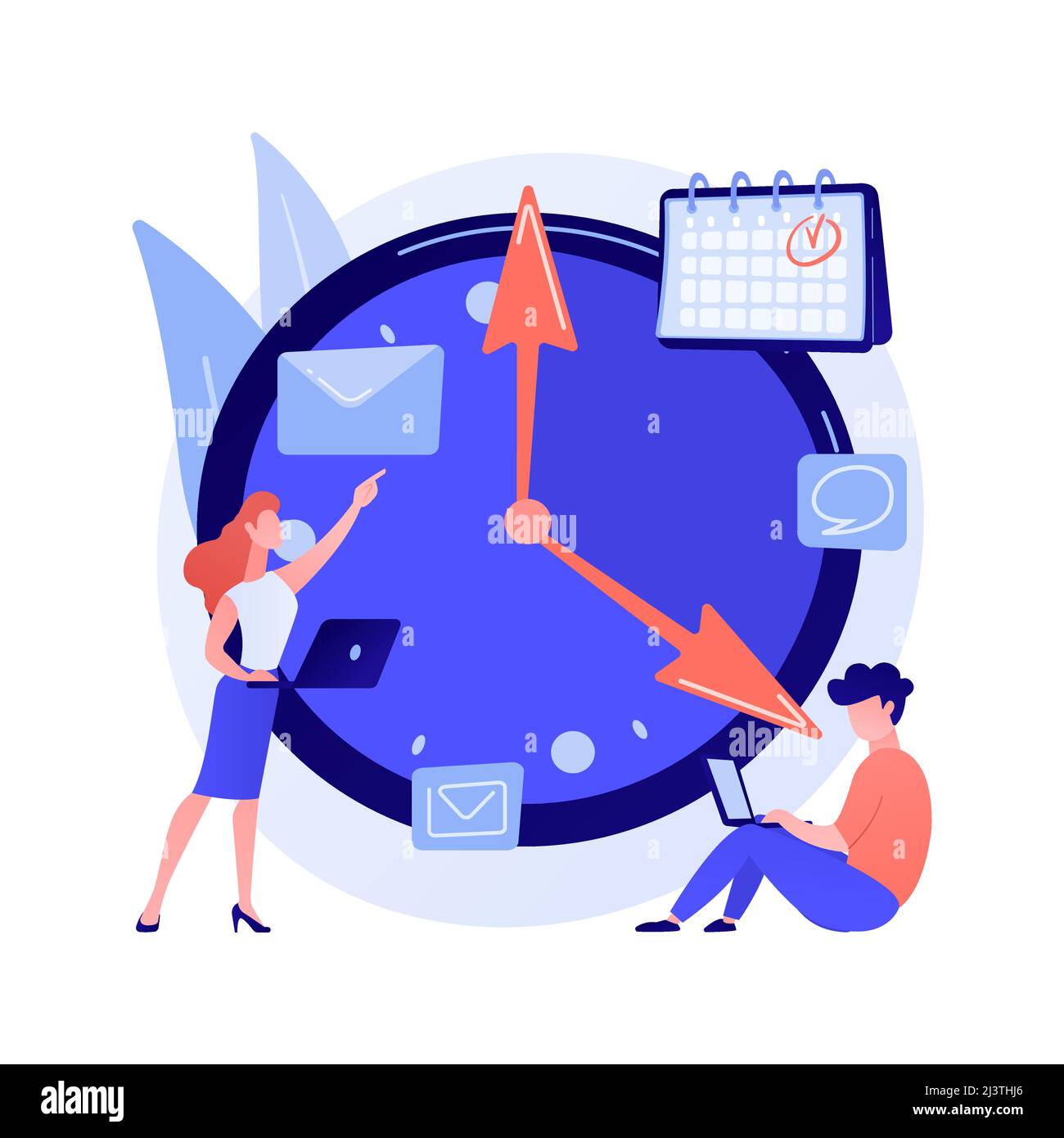 Illustration du vecteur de concept abstrait de gestion du temps. Outil de suivi du temps, logiciel de gestion, planification efficace, productivité au travail, horloge, contro Illustration de Vecteur