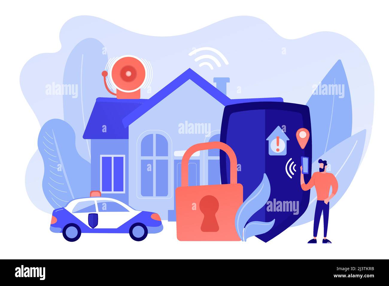 Mesures de sécurité, prévention des accès non autorisés. Conception de systèmes de sécurité, solutions de sécurité de bâtiment optimales, concept de la meilleure expérience du secteur. Pinki Illustration de Vecteur
