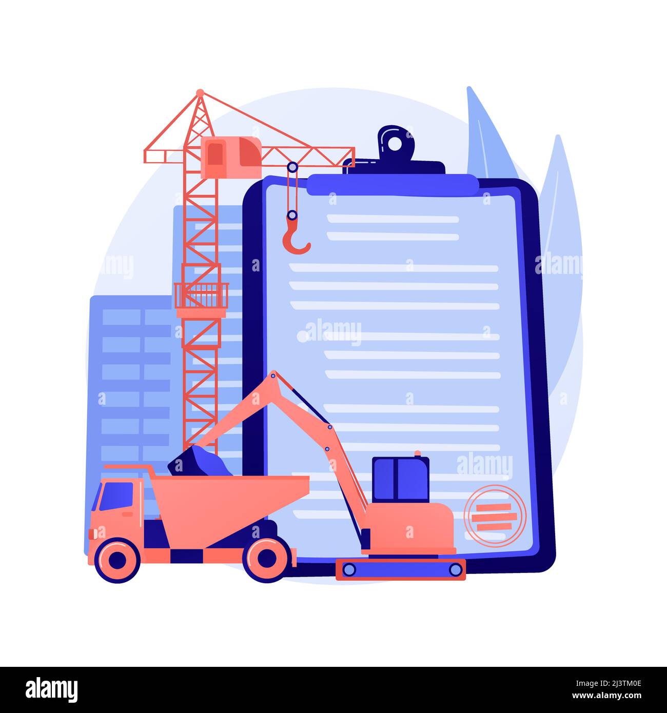 Illustration vectorielle abstraite de concept de licence de l'industrie du bâtiment. Enregistrement local du constructeur, qualification technique, qualité et réputation, construction Illustration de Vecteur