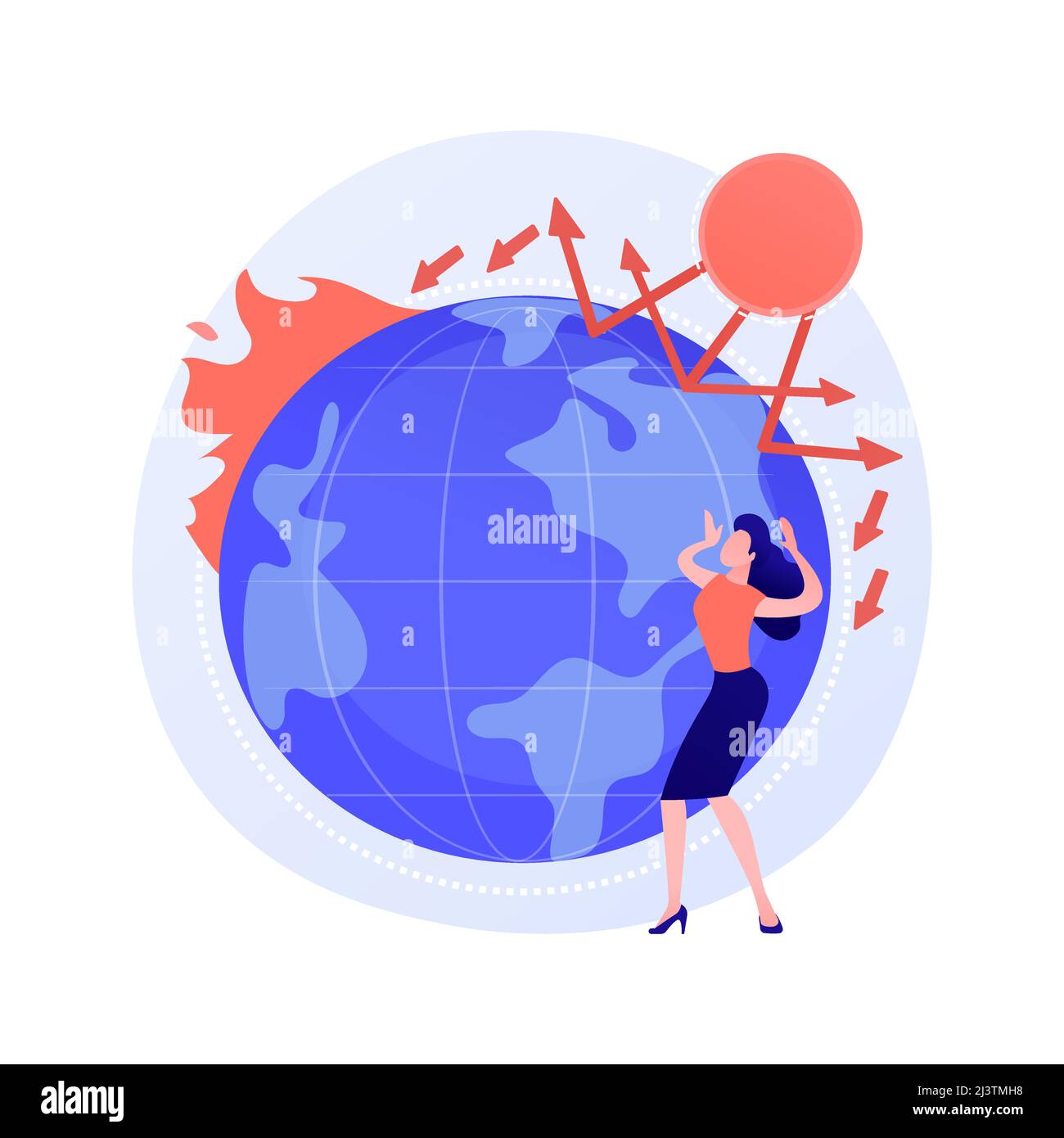 Illustration vectorielle abstraite de concept d'effet de serre. Réchauffement climatique, cause du changement climatique, augmentation des émissions de co2, effet global, gaz à effet de serre, air po Illustration de Vecteur