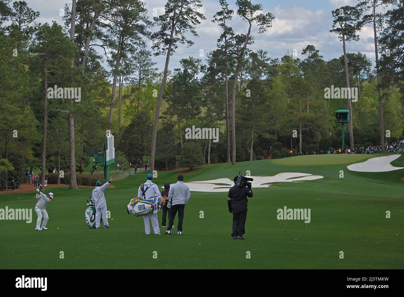 Le 9 avril 2022, Hideki Matsuyama au Japon a pris des photos lors de la troisième partie du tournoi de golf Masters 2022 au Augusta National Golf Club, à Augusta, Géorgie, États-Unis. Credit: Koji Aoki/AFLO SPORT/Alay Live News Banque D'Images