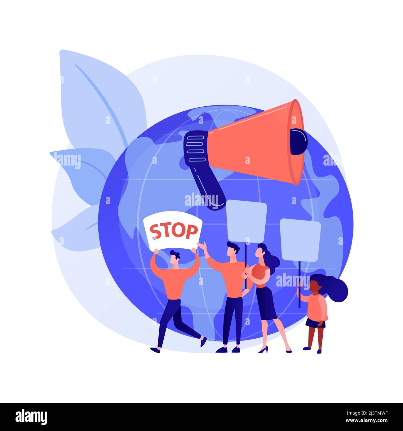 Sauver l'idée de planète. Groupe de manifestants écologiques. Démonstration environnementale, protection de l'écologie, manifestation écologique. Les gens avec des pancartes protestant. VVecto Illustration de Vecteur