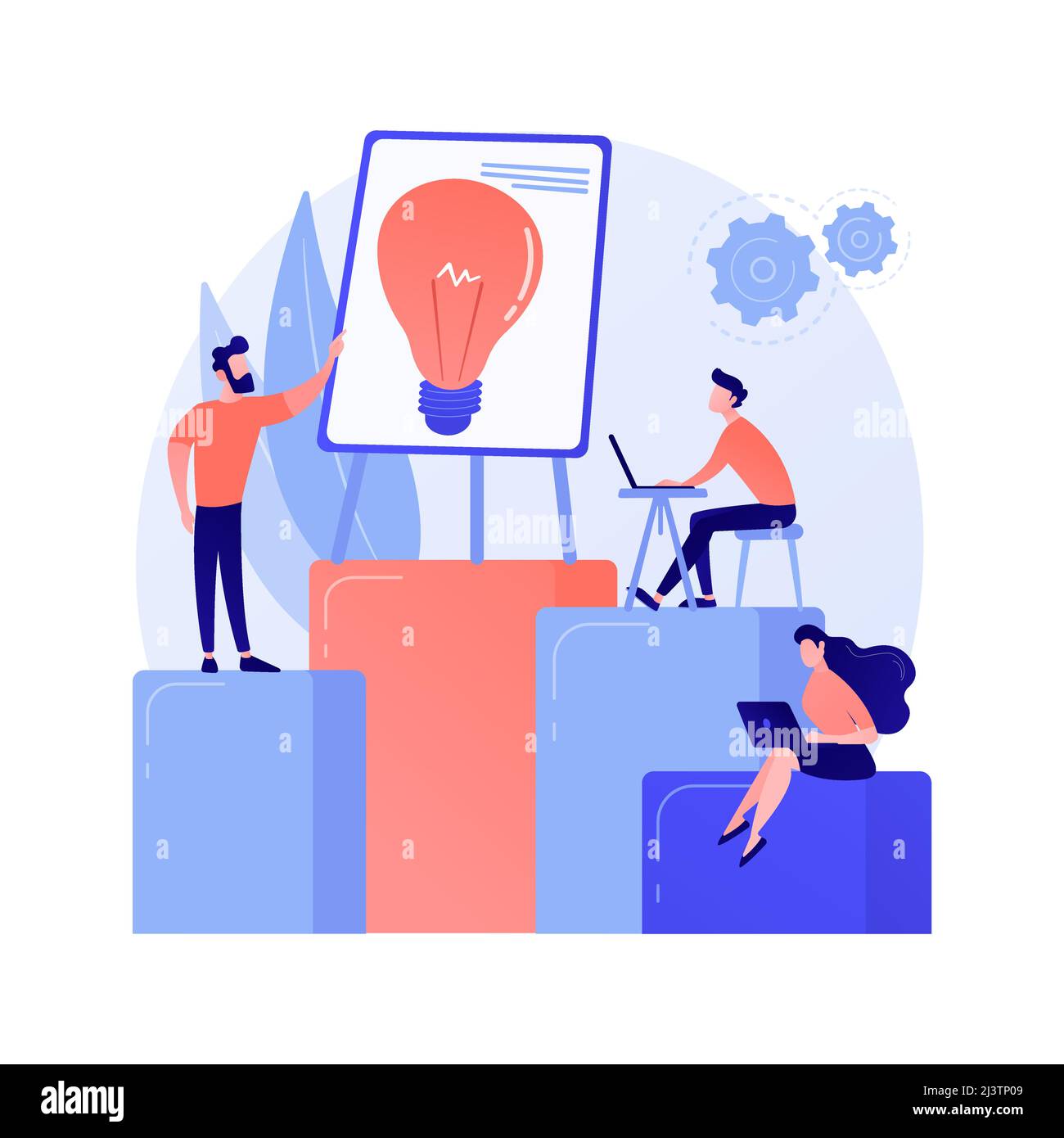 Travail d'équipe d'entreprise, génération d'idées. Discussion, réunion, conférence. Les employés d'entreprise brainstorming les personnages, planification de stratégie d'entreprise. iso vectoriel Illustration de Vecteur