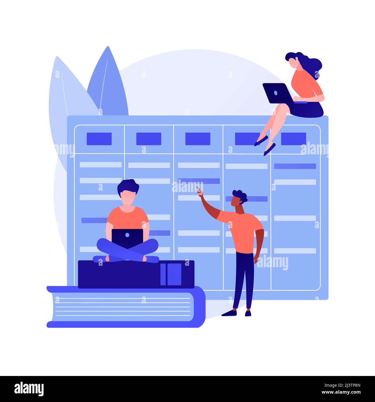 Collègues travaillant ensemble. Organisation du workflow, planification efficace des tâches, calendrier des échéances. Travail d'équipe efficace, gestion de la productivité. Vecteur est Illustration de Vecteur